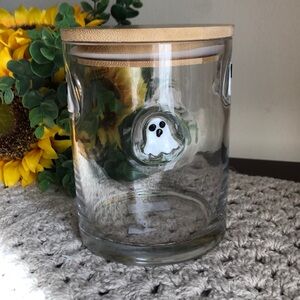 Glass GHOSTS Container with Bamboo Lid